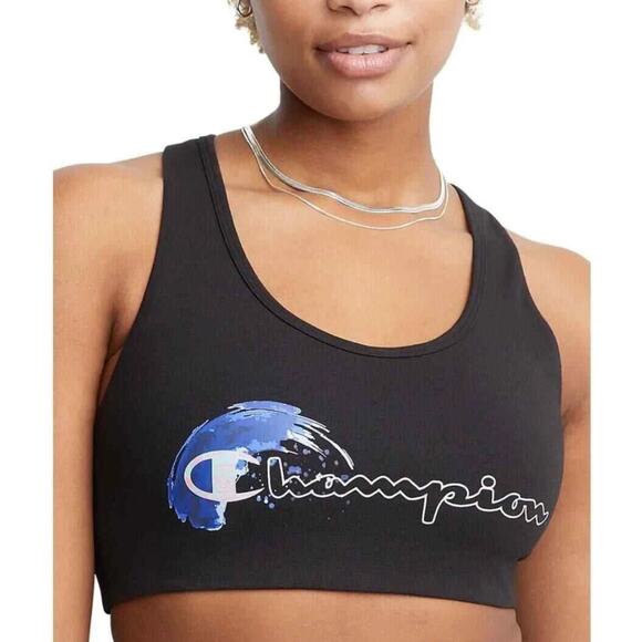 Champion Women's CA Racerback Sports Bra Black, Plus Size 1X - Picture 1 of 3